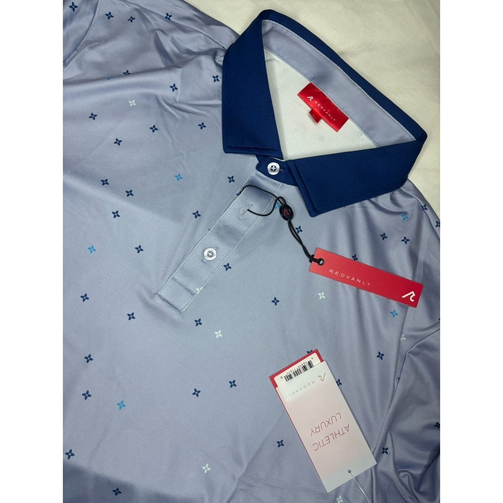 Redvanly‎ Savile Polo Shirt Golf Rugby PUREpoly Baby Lavender Geometric XL NWT